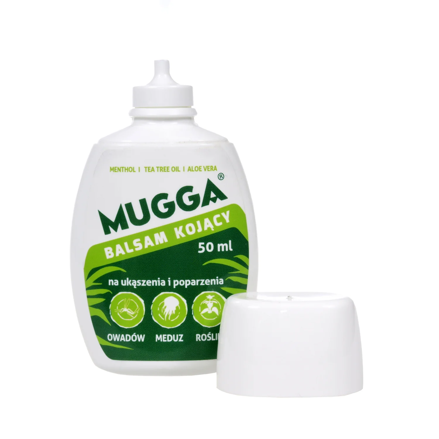 MUGGA nyugtató balzsam 50 ml, nyitott kupak
